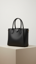 Classic Black Structured Tote Bag - Professional Top Handle Handbag