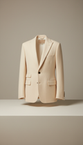 Men's Sculptural Single-Breasted Blazer with Cobalt Dot Detail - Ivory